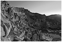 East amphitheater of Mount Conness at dawn. Yosemite National Park, California, USA. (black and white)