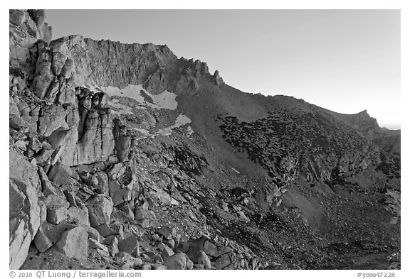 Rocky slopes of Mount Connesss, dawn. Yosemite National Park, California, USA.