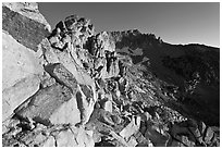 Rocky slopes and Mount Conness, sunrise. Yosemite National Park ( black and white)