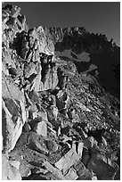 High Sierra Peak at sunrise, Mount Conness. Yosemite National Park ( black and white)