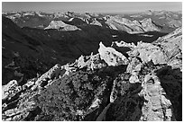 View over northern Yosemite, early morning. Yosemite National Park ( black and white)