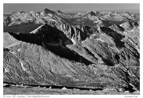 Granite mountains and domes. Yosemite National Park (black and white)