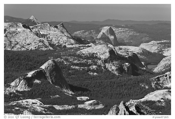 Aerial view of Fairview Dome and Half-Dome from Mount Conness. Yosemite National Park, California, USA.