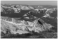 Young Lakes, Tuolumne Meadow, and Half-Dome in the distance. Yosemite National Park, California, USA. (black and white)