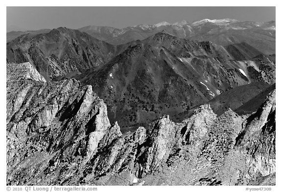 Shepherd Crest seen from Mount Conness. Yosemite National Park (black and white)