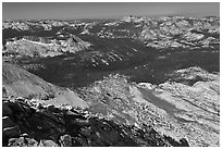 West ridge of Mount Conness and Alkali Creek. Yosemite National Park, California, USA. (black and white)
