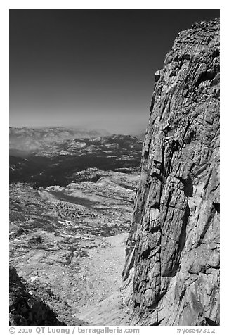 Steep rock face of Mount Conness. Yosemite National Park (black and white)