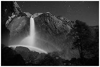 Double moonbow, Yosemite Falls. Yosemite National Park, California, USA. (black and white)
