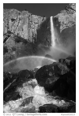 Spray rainbows, Bridalveil Fall. Yosemite National Park, California, USA.