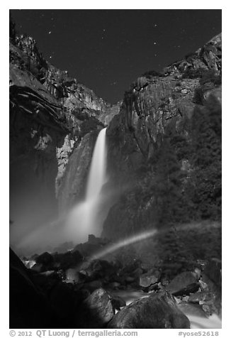 Space rainbow, Lower Yosemite Fall. Yosemite National Park (black and white)