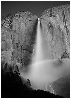 Space rainbow in Upper Yosemite Fall spray. Yosemite National Park, California, USA. (black and white)