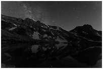 Upper McCabe Lake at night. Yosemite National Park ( black and white)