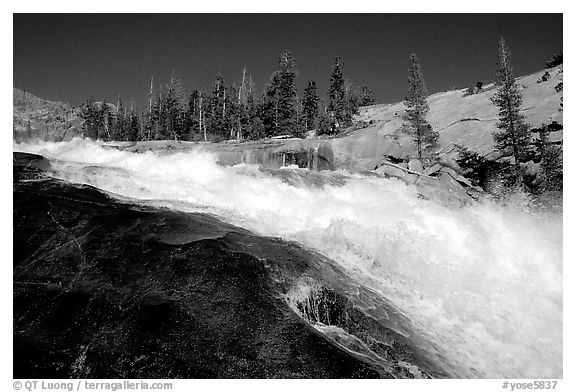 Le Conte falls of the Tuolumne River. Yosemite National Park (black and white)