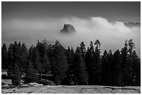 Half-Dome from Sentinel Dome at night at night. Yosemite National Park ( black and white)