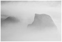 Half-Dome and Clouds Rest in smoke cloud. Yosemite National Park ( black and white)