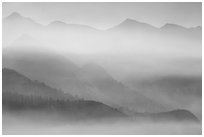 Clark Range ridges with smoke. Yosemite National Park ( black and white)