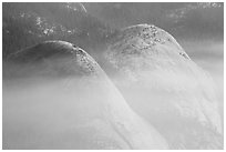 Domes in smoke. Yosemite National Park ( black and white)