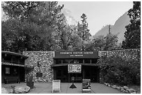Main visitor center and cliffs. Yosemite National Park ( black and white)