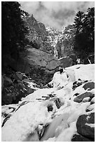 Sentinel Creek in winter. Yosemite National Park ( black and white)