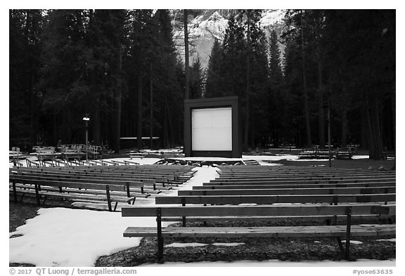 Amphitheater, Lower Pines Campground. Yosemite National Park (black and white)