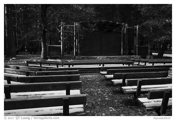 Amphitheater, former Lower River Campground. Yosemite National Park (black and white)