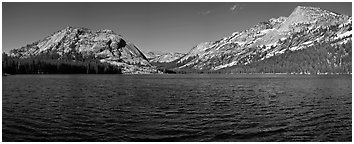 Tenaya Lake, Medlicott Dome, and Tenaya Peak. Yosemite National Park (Panoramic black and white)