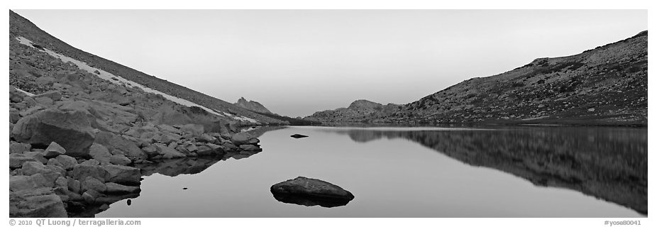 Roosevelt Lake at dawn. Yosemite National Park (black and white)