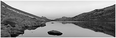 Roosevelt Lake at dawn. Yosemite National Park (Panoramic black and white)