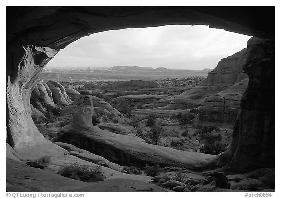 Tower Arch, late afternoon. Arches National Park (black and white)