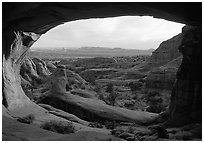 Tower Arch, late afternoon. Arches National Park, Utah, USA. (black and white)