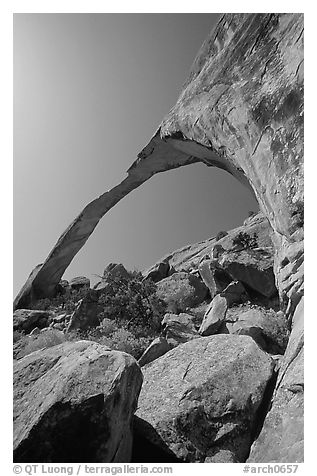 Landscape Arch, morning. Arches National Park (black and white)