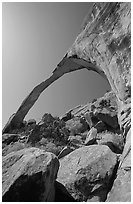 Landscape Arch, morning. Arches National Park, Utah, USA. (black and white)