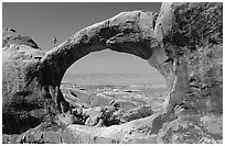 Double O Arch, afternoon. Arches National Park, Utah, USA. (black and white)