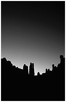 Sandstone pillars in Klondike Bluffs, dusk. Arches National Park ( black and white)