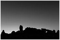 Windows Group silhouette at dawn. Arches National Park ( black and white)