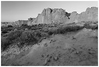 Great Wall at sunrise. Arches National Park, Utah, USA. (black and white)