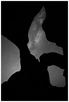 Double Arch with stars and Milky Way. Arches National Park ( black and white)