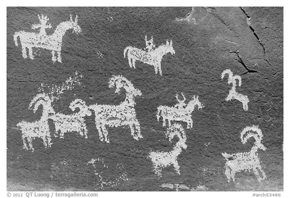 Ute Petroglyphs. Arches National Park (black and white)