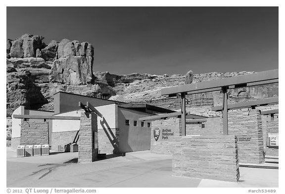 Visitor Center. Arches National Park (black and white)