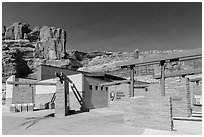 Visitor Center. Arches National Park, Utah, USA. (black and white)