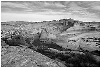 Winter Camp Wash and Delicate Arch. Arches National Park ( black and white)