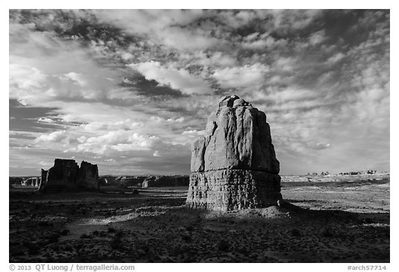 Tower, late afternoon. Arches National Park (black and white)