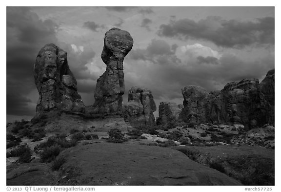 Garden of Eden at dusk. Arches National Park, Utah, USA.