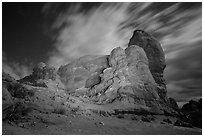 Turret Arch at night, lit by light. Arches National Park ( black and white)