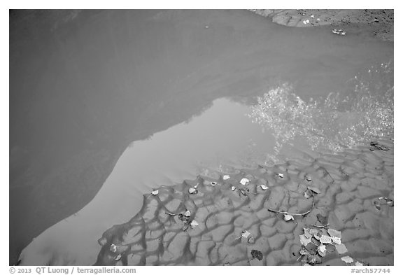 Mud and canyon reflection, Courthouse Wash. Arches National Park, Utah, USA.