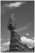 Balanced Rock. Arches National Park, Utah, USA. (black and white)