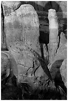 Fiery Furnace rock formations at sunset. Arches National Park ( black and white)