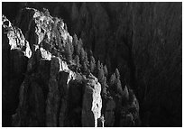 island peaks at sunset, North rim. Black Canyon of the Gunnison National Park, Colorado, USA. (black and white)