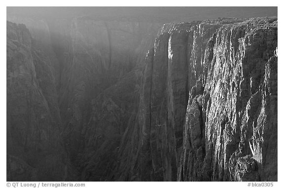 Narrows at sunset, North rim. Black Canyon of the Gunnison National Park (black and white)