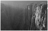 Narrows at sunset, North rim. Black Canyon of the Gunnison National Park, Colorado, USA. (black and white)